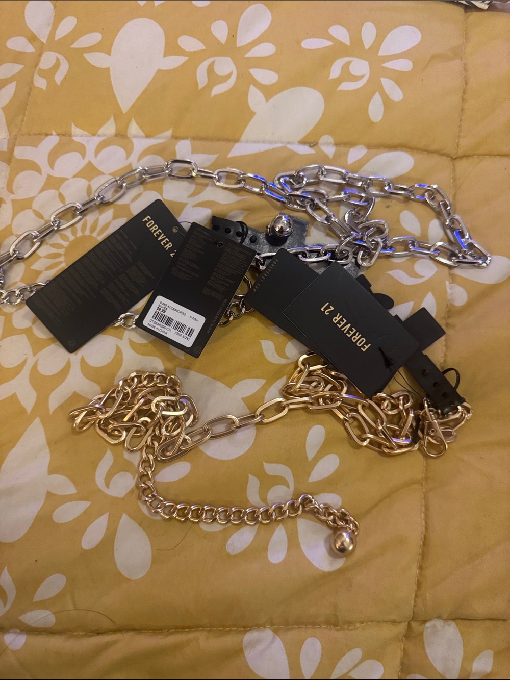 Forever 21 Silver and Gold Chunky Chain Belts